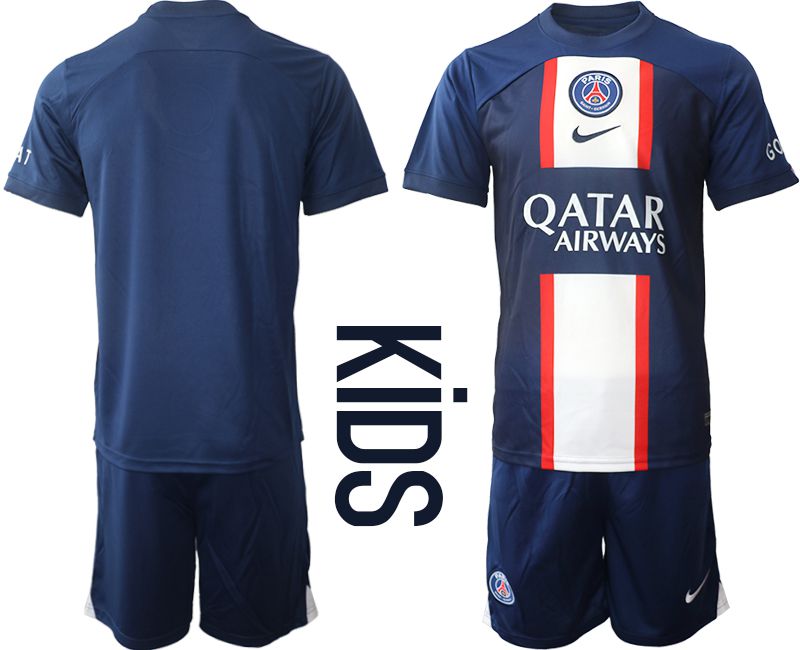Youth 2022-2023 Club Paris St German home blue blank Soccer Jersey